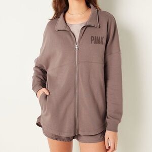 PINK Victoria’s Secret Fleece Full Zip Sweatshirt With High Color With Pockets